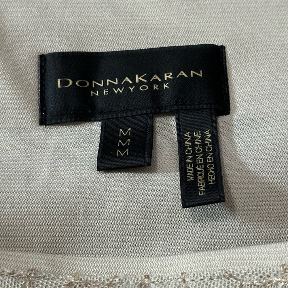 Donna Karan Womens Size M Cream Ivory Gold Sequin Stretchy Pencil Straight Skirt - Picture 5 of 8